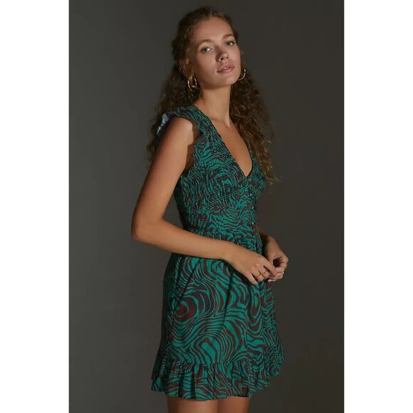 Anthropologie NWT The Peregrine Mini Dress in Green Motif size 2X - Picture 9 of 9